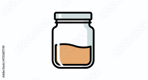 Simple Illustration of a Glass Jar with a Beige Liquid.