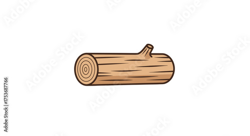 Cartoon Wooden Log with Visible Tree Rings.