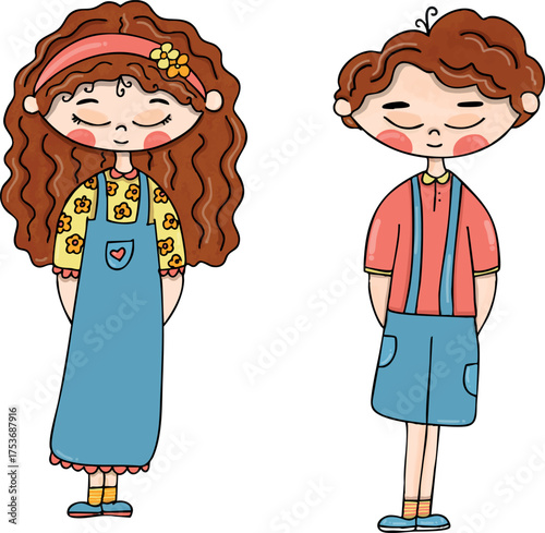 Ilustracion niña y niño