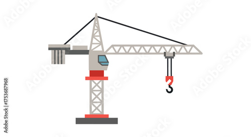 Vector Illustration of a Modern Construction Crane with Hook.