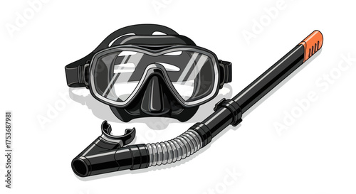 Black Diving Mask and Snorkel Set for Underwater Exploration.
