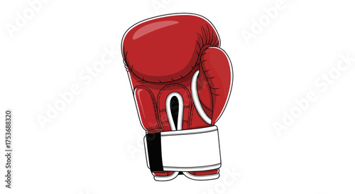 Vibrant Red Boxing Glove Illustration for Combat Sports.