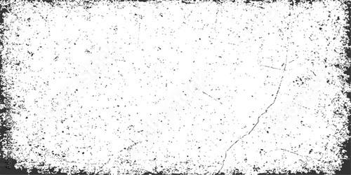 Abstract black and white grunge texture background with ink splatters and dirty paint illustration for a vintage paper design border