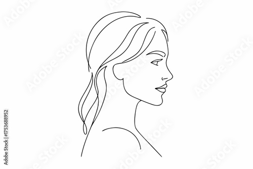 Elegant continuous line drawing of a womans profile minimalist vector art