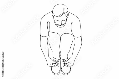 Man Tying Shoelaces Continuous Line Art Minimalist Vector Illustration