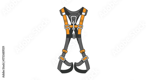 Detailed Illustration of a Safety Harness with Adjustable Straps.