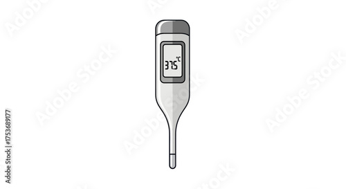 Digital Thermometer Displaying 375 Degrees Celsius Medical Tool for Temperature Measurement.