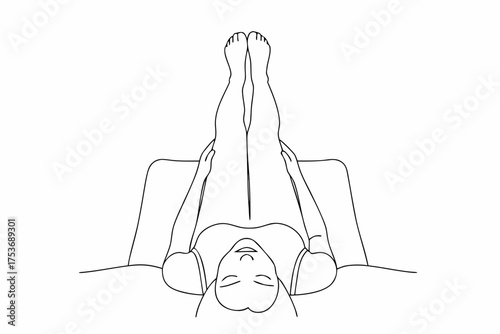 Woman lying down with legs up resting and relaxing sketch