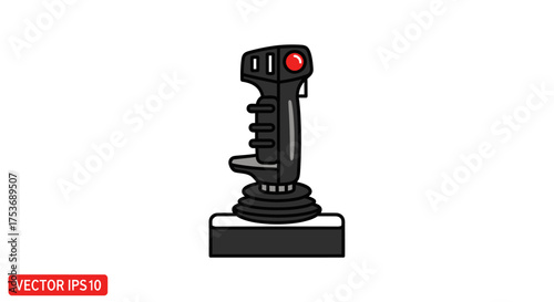Black Joystick with Red Button for Gaming or Simulation Control.