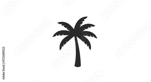 A simple black silhouette icon of a tropical palm tree with a curved trunk and leafy fronds.