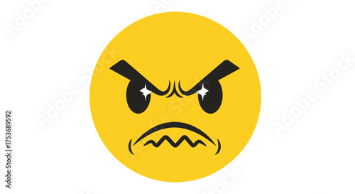Angry Yellow Emoji with Furious Expression and Dark Eyes.
