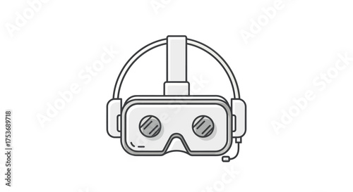 Stylized Line Art Illustration of a Virtual Reality Headset.