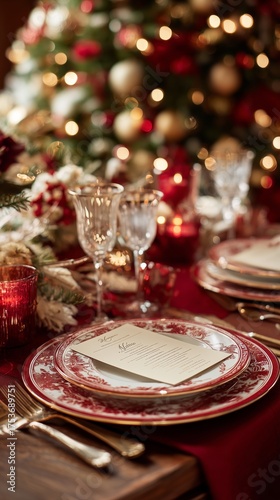 Holiday Table Setting With Elegant Decor and Festive Ambiance for a Joyful Ce...