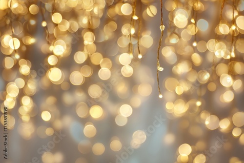 Warm Golden and Silver Bokeh Lights Create a Festive Atmosphere for Celebrati...