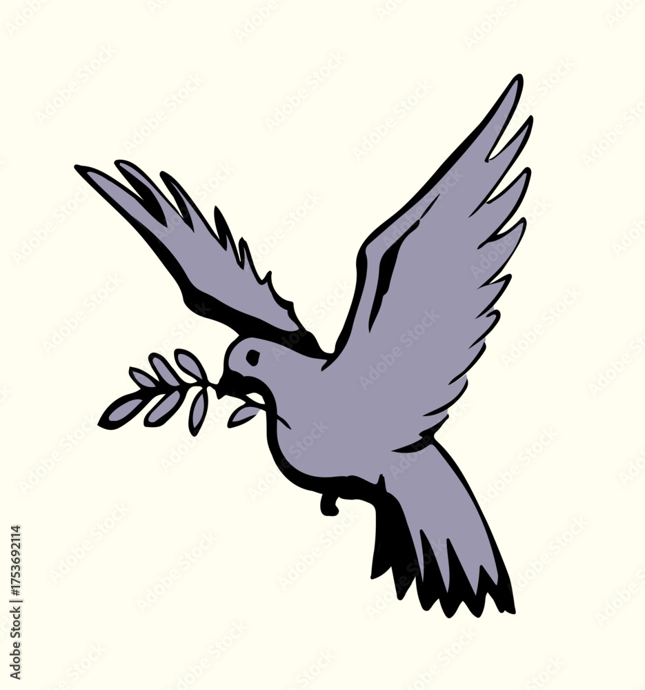 Obraz premium Vector drawing. Cute flying dove
