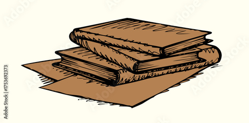 Vector sketch. Stack of books