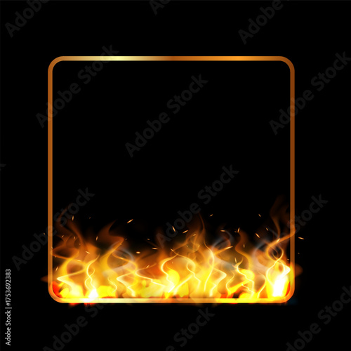 A glowing yellow-orange square frame with a burning fire effect.