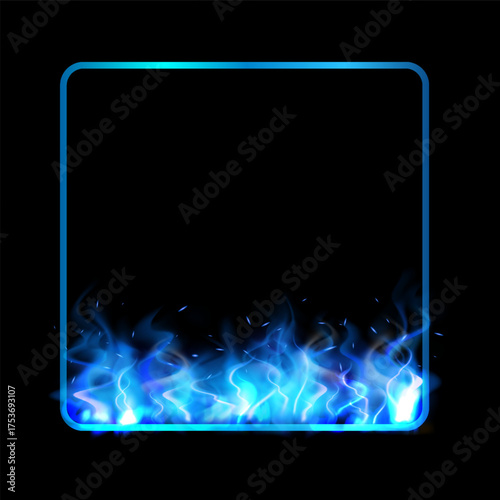 Empty square frame icon with a blue iridescent color.