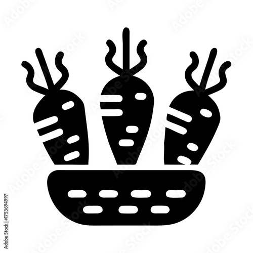 Vector art of three carrots in a basket, a healthy and delicious root vegetable for cooking