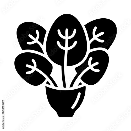 Vector art of fresh spinach in a pot, a leafy green vegetable packed with vitamins and minerals