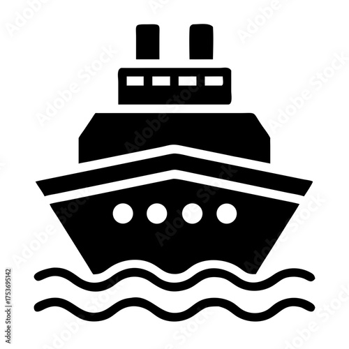 Vector art of cruise ship icon, representing travel, vacation, and maritime transport