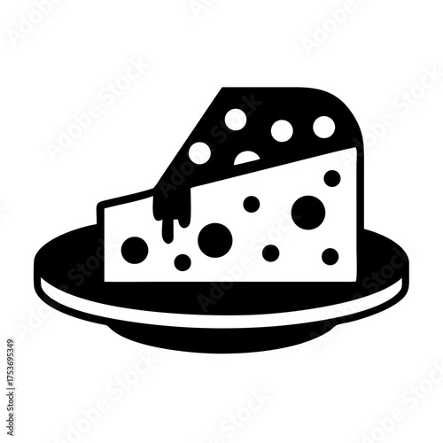Vector art of delicious cheese on plate, a culinary delight, perfect for gourmet food and dairy designs