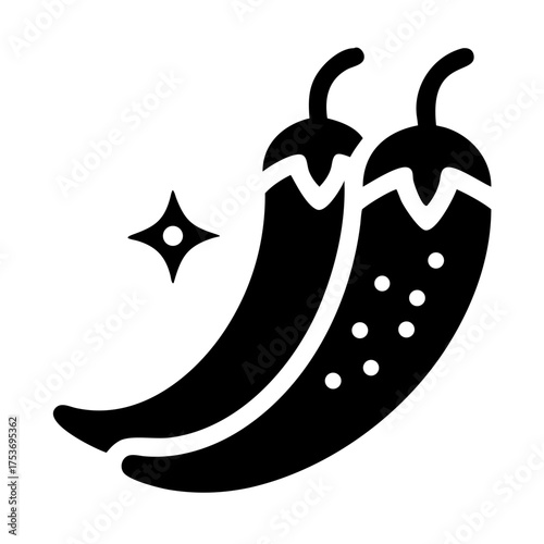 Illustration of two chili peppers, one with spots, , perfect for culinary designs