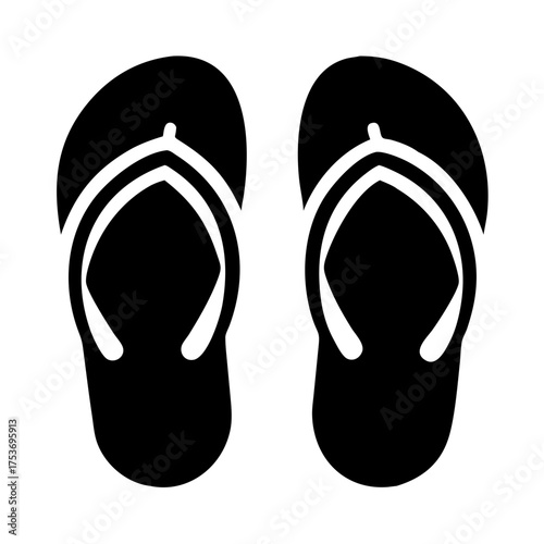 Vector art of black flip flops, a summer footwear icon for beach or vacation concept