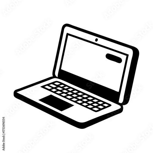 Vector art of laptop icon, representing portable computing device for work and entertainment