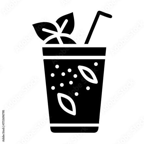 Vector art of refreshing mojito cocktail with mint leaves and straw a cool and tasty drink