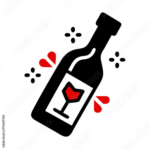Vector art of festive wine bottle icon, perfect for celebrations and special occasions
