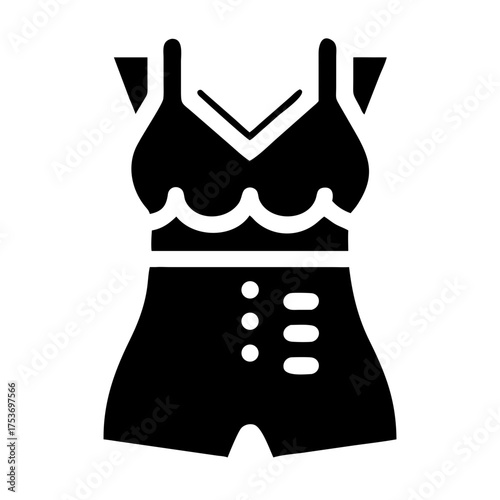Illustration of a swimsuit, a garment worn for swimming and water activities