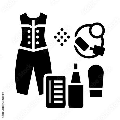 Vector art of black glyph icon of a beekeeper suit, perfect for safe honey harvesting