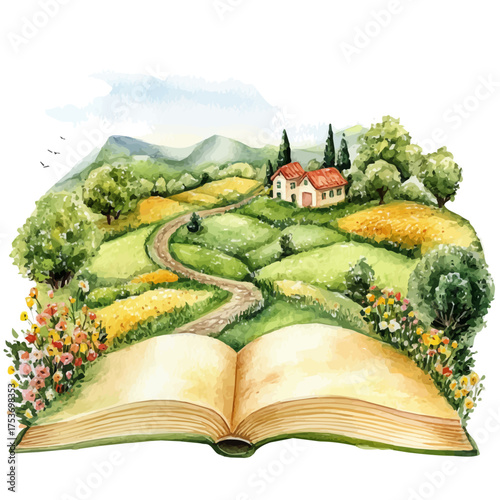 watercolor vector of Storybook, isolated on a white background.