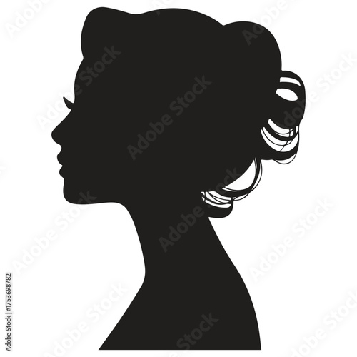 Elegant woman profile silhouette with updo hairstyle