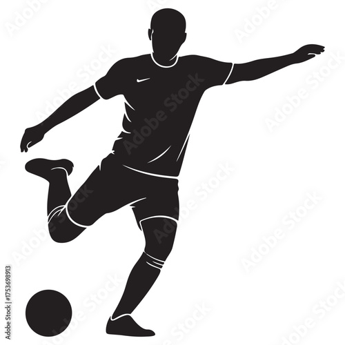 Soccer player kicking ball silhouette