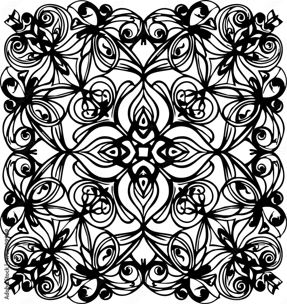 Fototapeta premium Intricate floral pattern design perfect for backgrounds, textiles, or digital art projects, adds an elegant touch, a vector graphic with detailed elements