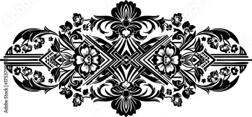 Elegant floral flourish design element perfect for invitations and decorative accents, offering a vintage and ornate feel with timeless sophistication