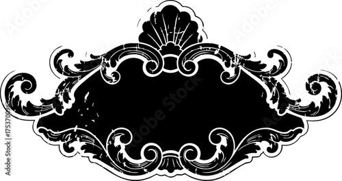 Ornate distressed frame with vintage elegance, perfect for logos, branding, and sophisticated design projects seeking a touch of old-world charm