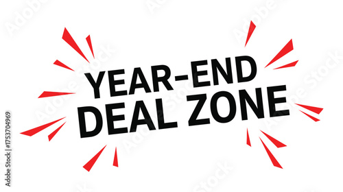 Exciting year-end deal zone with explosive red accents and bold typography
