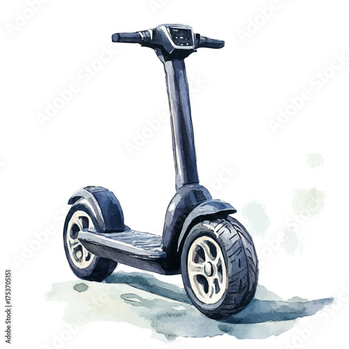 Segway, watercolor vector, isolated on a white background.