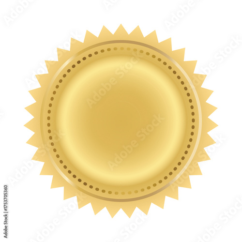 Seal stamp gold shiny luxury elegant icon vector illustration isolated on white background without text. Gold luxury label for promo seal. Winner, Trophy, Top Quality concept, EPS 10