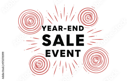 Exciting year-end sale event with festive graphic elements
