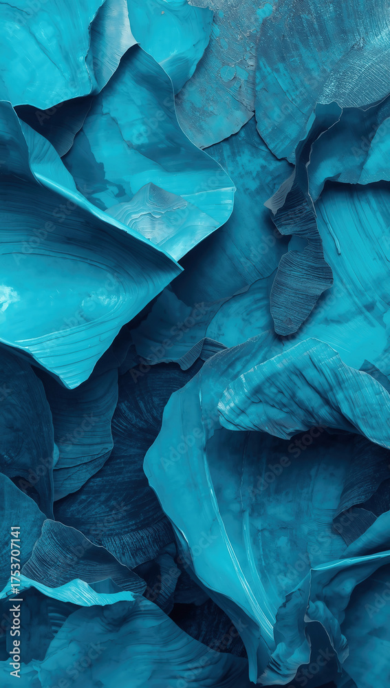 Obraz premium Abstract Blue Leaves Texture Background: Vibrant Botanical Pattern and Design for Eco-Friendly Art and Wallpaper