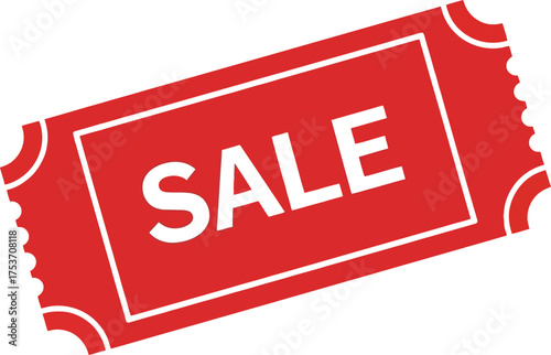 Bright red sale ticket offers a great discount opportunity