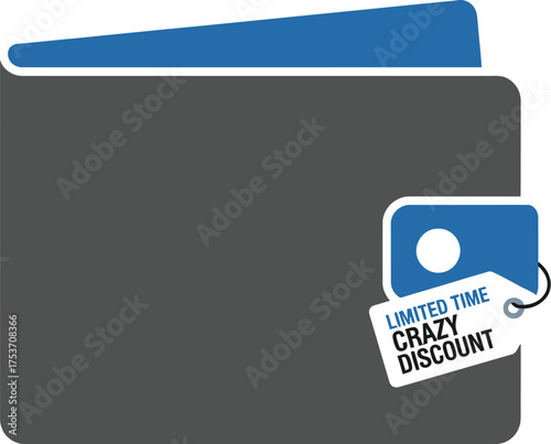 Modern wallet with a "Crazy Discount" tag, hinting at a great shopping opportunity.