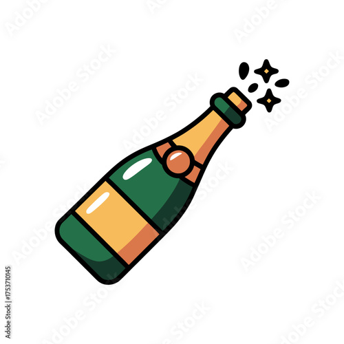 Champagne bottle icon vector on White Background ,Vector Art Illustration on white background.	