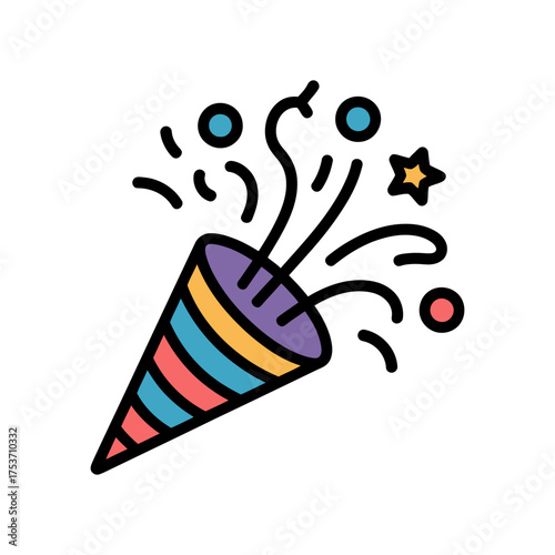 Party popper icon vector on White Background ,Vector Art Illustration on white background.