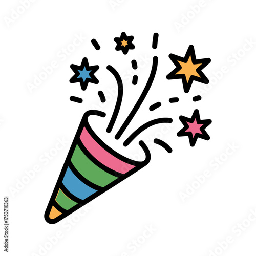 Party popper icon vector on White Background ,Vector Art Illustration on white background.