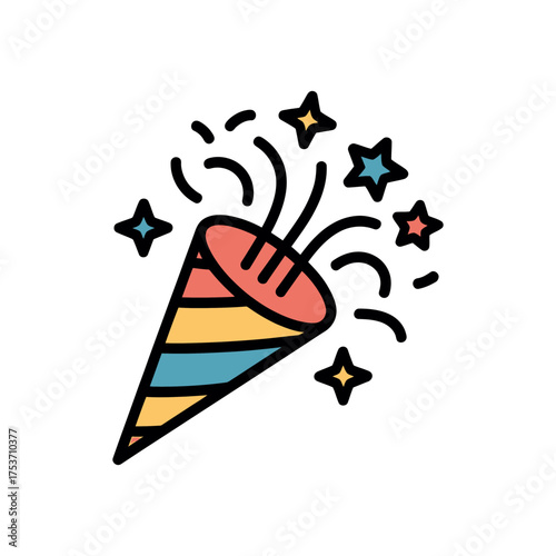 Party popper icon vector on White Background ,Vector Art Illustration on white background.